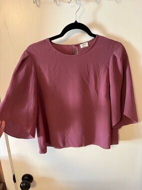 Wilfred Silk Dusty Rose Flutter Sleeve Blouse